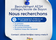 Recrutement AESH collège/école de Bayon