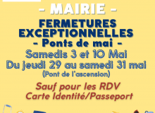 Fermetures exceptionnelles de la Mairie