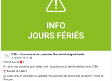 Information jours fériés et la collecte des déchets