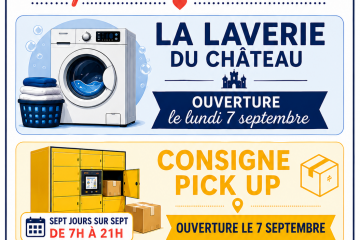 Nouveau commerce : Laverie du château, Les doigts de Fée et Consignes Pick up