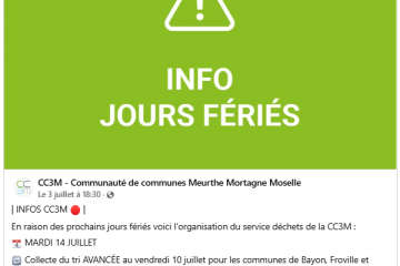 Information jours fériés et la collecte des déchets